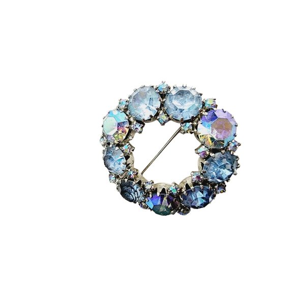 Vintage Signed Weiss Wreath AB Rhinestone Brooch (A1419) - Picture 2 of 4